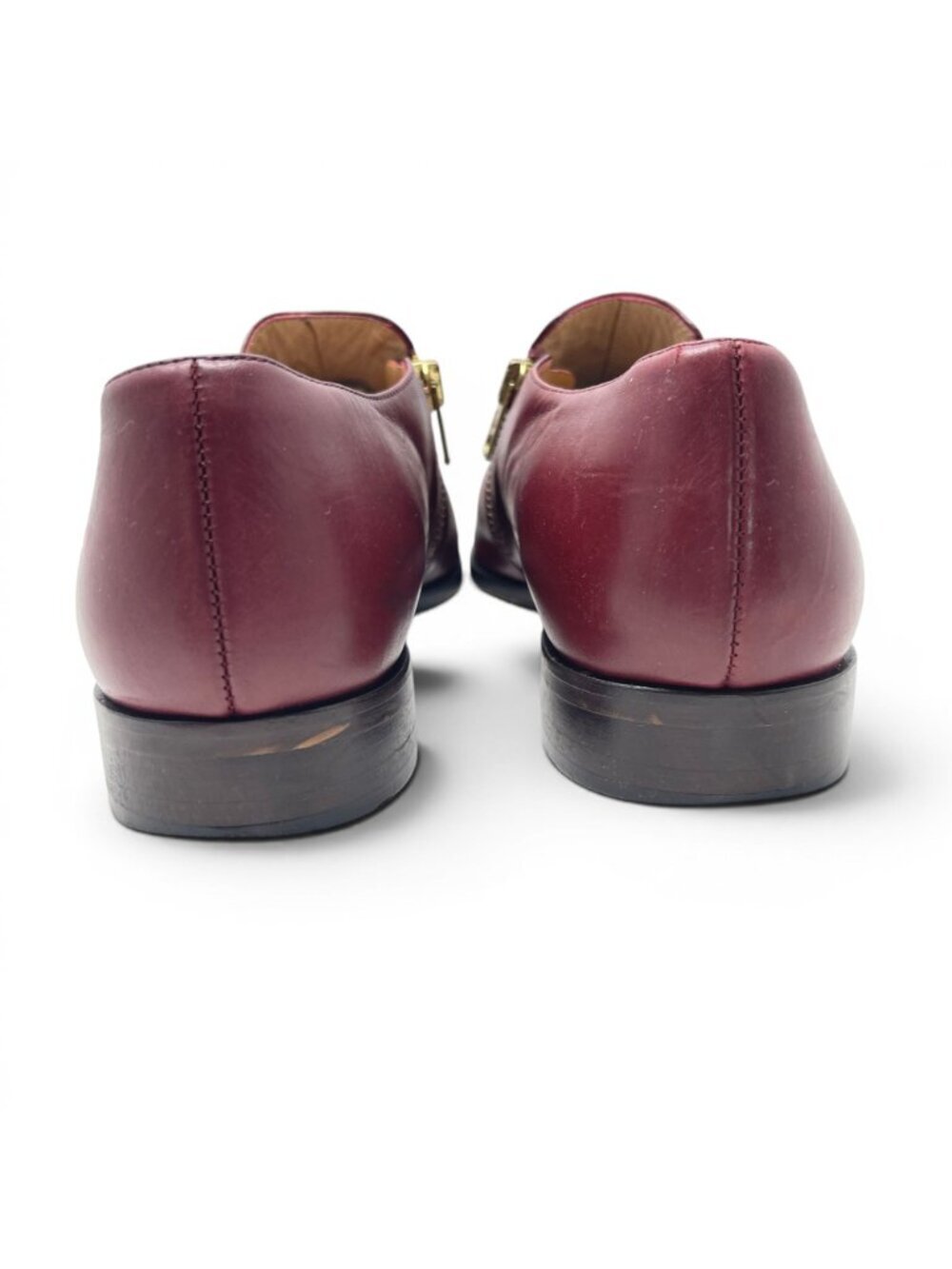 J.Crew Italian Leather Burgundy Zip Loafers Size 9 Minimalist Oxblood Shoes - Picture 4 of 9